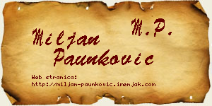 Miljan Paunković vizit kartica